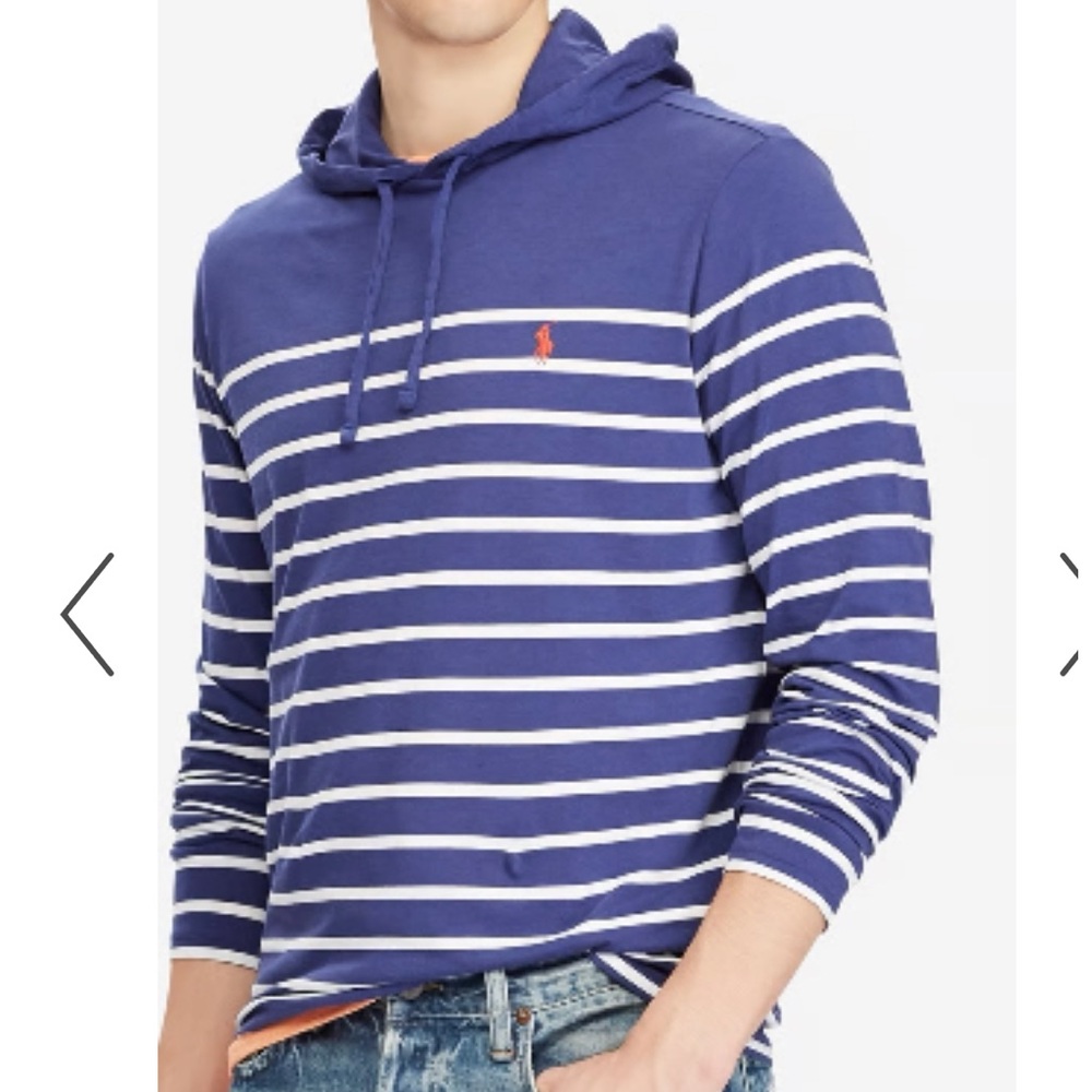 Polo Ralph Lauren Navy and White Striped Thin Cotton Hoodie